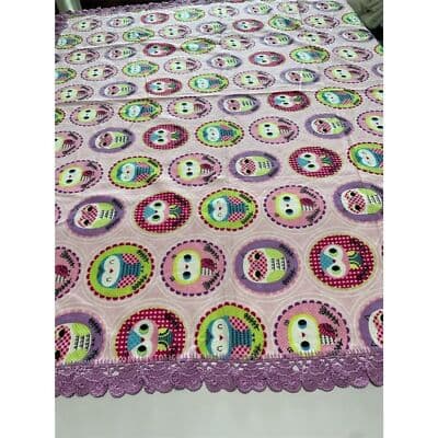 Jo-Ann Fabrics Multicolor Owl Print Flannel Fabric with Lace Trim Baby Throw - Thumbnail 8