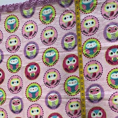 Jo-Ann Fabrics Multicolor Owl Print Flannel Fabric with Lace Trim Baby Throw - Thumbnail 3