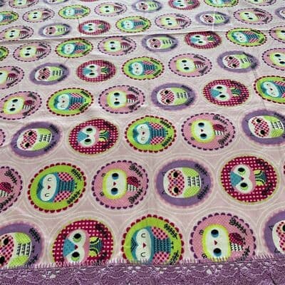 Jo-Ann Fabrics Multicolor Owl Print Flannel Fabric with Lace Trim Baby Throw - Image 1