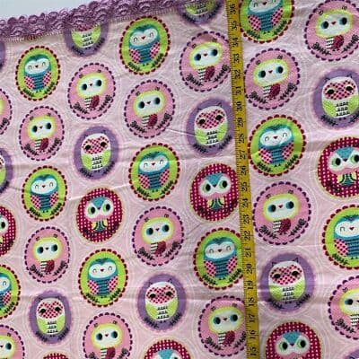 Jo-Ann Fabrics Multicolor Owl Print Flannel Fabric with Lace Trim Baby Throw - Thumbnail 2
