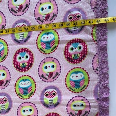 Jo-Ann Fabrics Multicolor Owl Print Flannel Fabric with Lace Trim Baby Throw - Thumbnail 4