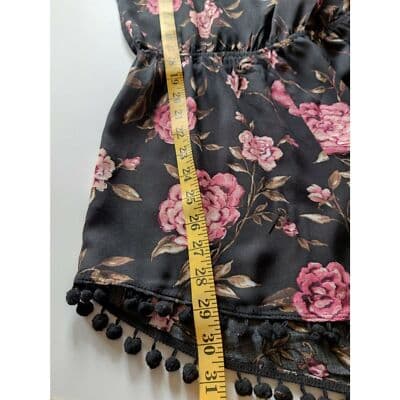 Mimi Chica Floral Elastic Waist Romper Short Sleeve Black Womens Size Medium - Thumbnail 10