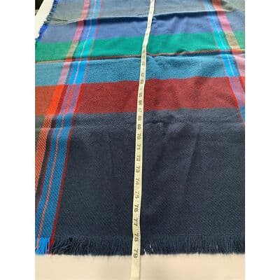 Multi Color Tartan Plaid Shawl Scarf Acrylic One Size Fringe 78 X 29 - Thumbnail 2