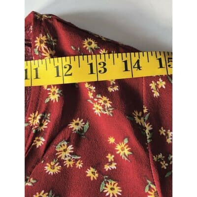 Forever 21 Floral Wrap Cap Sleeve Top Blouse Elastic Waist Marron Womens Small - Thumbnail 7