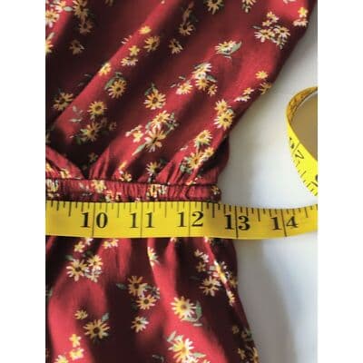 Forever 21 Floral Wrap Cap Sleeve Top Blouse Elastic Waist Marron Womens Small - Thumbnail 10