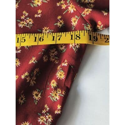 Forever 21 Floral Wrap Cap Sleeve Top Blouse Elastic Waist Marron Womens Small - Thumbnail 9