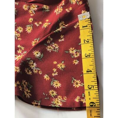 Forever 21 Floral Wrap Cap Sleeve Top Blouse Elastic Waist Marron Womens Small - Thumbnail 8