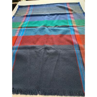 Multi Color Tartan Plaid Shawl Scarf Acrylic One Size Fringe 78 X 29 - Thumbnail 5