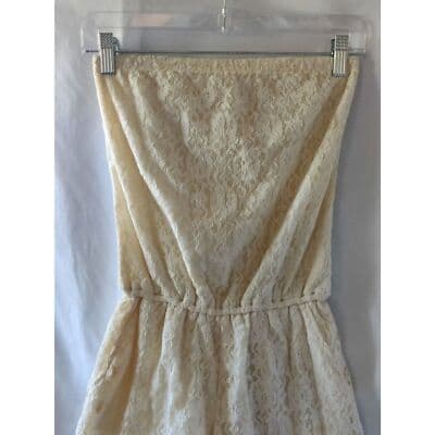 Hollister Lace Playsuit Strapless Elastic Waist Cream Womens Size XS - Thumbnail 2