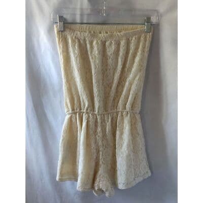 Hollister Lace Playsuit Strapless Elastic Waist Cream Womens Size XS - Thumbnail 3