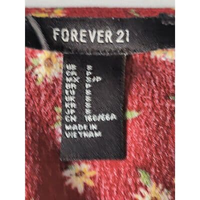 Forever 21 Floral Wrap Cap Sleeve Top Blouse Elastic Waist Marron Womens Small - Thumbnail 5