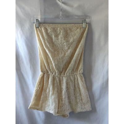 Hollister Lace Playsuit Strapless Elastic Waist Cream Womens Size XS - Image 1