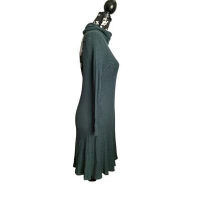 Lulu's Women's M Green Ribbed Mock Neck Backless Swing Dress Short - Thumbnail 6