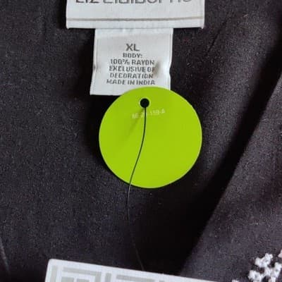 Liz Claiborne Navy Blue Embroidered V-Neck Sleeveless Rayon Blouse XL NEW - Thumbnail 3