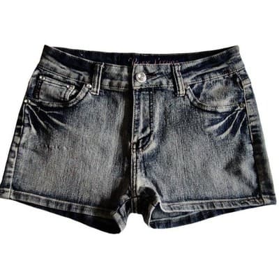 Rosy Loves Acid Wash Embellished Denim Shorts Size 11 Rhinestone Studded Y2K - Image 1