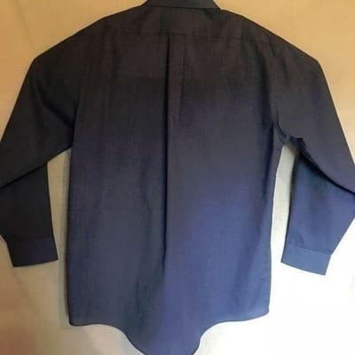 Stafford Mens Wrinkle Free Dress Shirt Blue Gray Long Sleeve Button Up Textured - Thumbnail 2