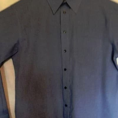 Stafford Mens Wrinkle Free Dress Shirt Blue Gray Long Sleeve Button Up Textured - Image 1