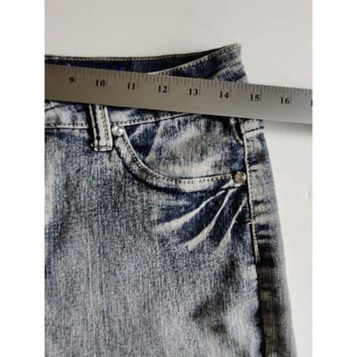 Rosy Loves Acid Wash Embellished Denim Shorts Size 11 Rhinestone Studded Y2K - Thumbnail 5