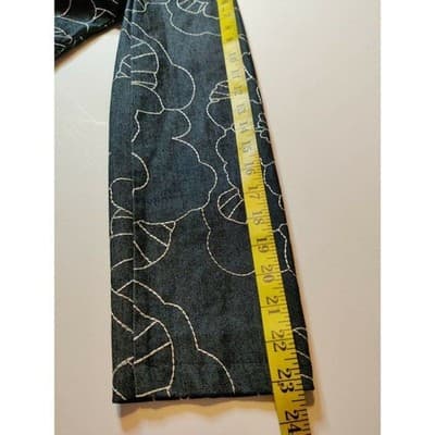 RQT Womens Blue Denim Floral Embroidered Blazer Jacket S Indigo White Outling - Thumbnail 8