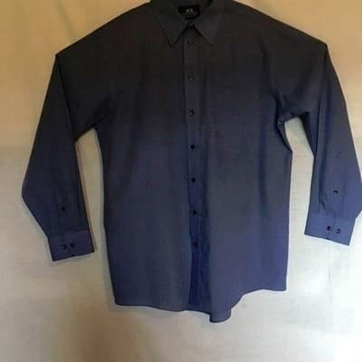 Stafford Mens Wrinkle Free Dress Shirt Blue Gray Long Sleeve Button Up Textured - Thumbnail 6