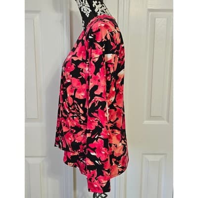 INC International Concepts Womens Top 2X Painted Pink Floral V Neck Long Sleeve - Thumbnail 12