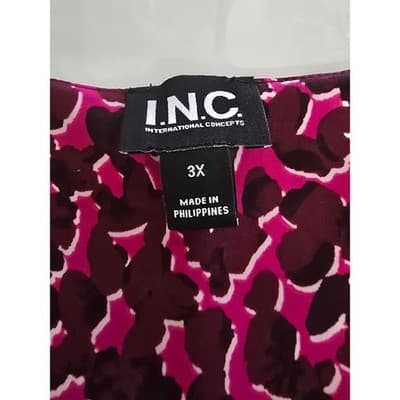 INC International Concepts Womens 3X Pink Leopard Print Wrap Top Long Sleeve - Thumbnail 3