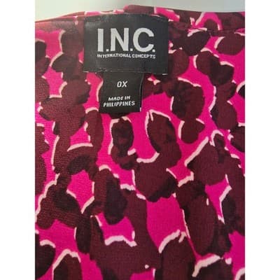 INC International Concepts Womens Plus 0X Yannie Fuchsia Leopard Print Wrap Top - Thumbnail 3