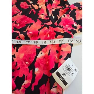 INC International Concepts Womens Top 2X Painted Pink Floral V Neck Long Sleeve - Thumbnail 8