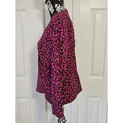 INC International Women Blouse 2X Pink Blk Leopard Print Wrap V Neck Long Sleeve - Thumbnail 12