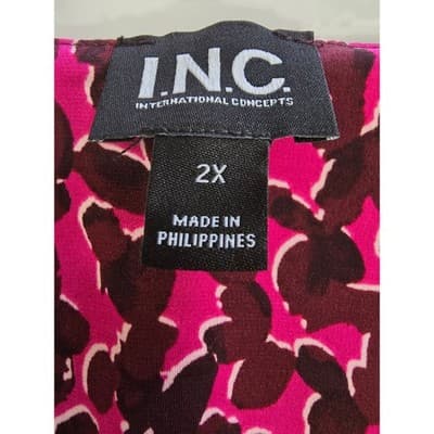 INC International Women Blouse 2X Pink Blk Leopard Print Wrap V Neck Long Sleeve - Thumbnail 3
