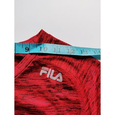 Fila Sport Mens Medium Red Black Space Dye Performance Activewear T-Shirt Mesh - Thumbnail 4