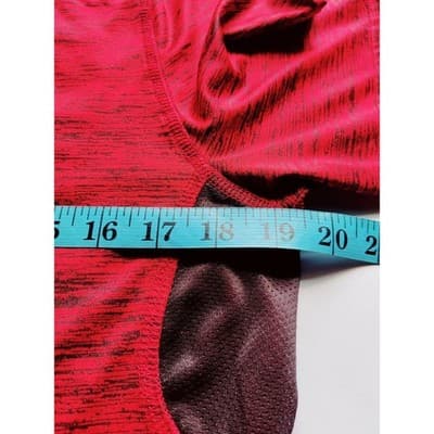 Fila Sport Mens Medium Red Black Space Dye Performance Activewear T-Shirt Mesh - Thumbnail 5