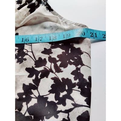 HM Womens Floral Cowl Neck Knot Shoulder Sleeveless Blouse Black White Size 8 - Thumbnail 6