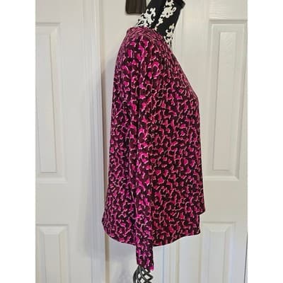 INC International Concepts Womens 3X Pink Leopard Print Wrap Top Long Sleeve - Thumbnail 6
