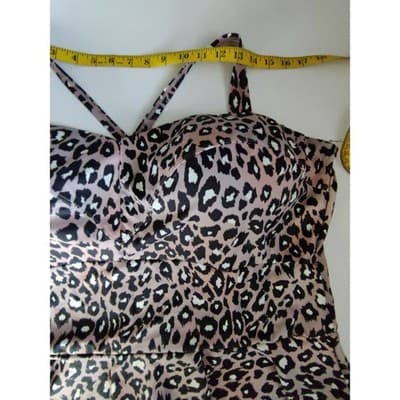 G.I.L.I. Mauve Leopard Print Peplum Tankini Swim Top Womens Plus Size 26W - Thumbnail 9