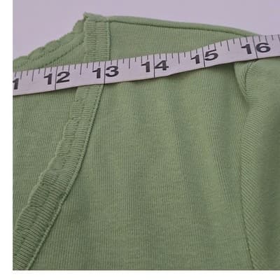 Westbound Lime Green Lace Trim V-Neck Top Lettuce Edge Long Sleeve XL NEW - Thumbnail 4