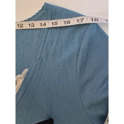 Westbound Niagra Blue Lace Trim V-Neck Cotton Top XL F61KW739 Lettuce Edge NEW - Thumbnail 6