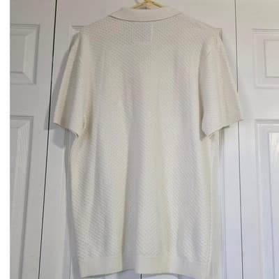 Hollister Mens White Textured Boucle Knit Short Sleeve Polo Sweater XL - Thumbnail 2