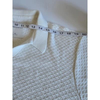 Hollister Mens White Textured Boucle Knit Short Sleeve Polo Sweater XL - Thumbnail 5