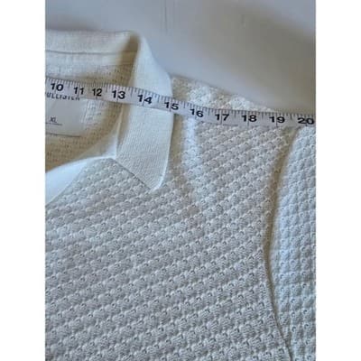 Hollister Mens White Textured Boucle Knit Short Sleeve Polo Sweater XL - Thumbnail 6