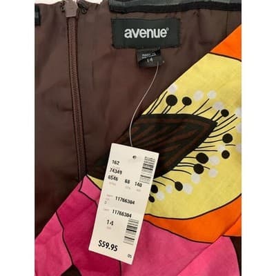 Avenue Floral Sleeveless Belted Midi Dress Women 14 Brown Pink Orange Green - Thumbnail 3