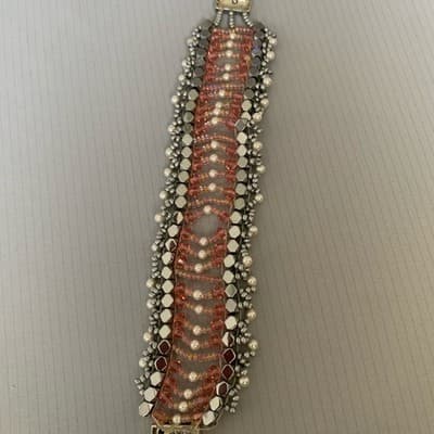 Bohemian Copper Black Woven Beaded Wrap Bracelet - Thumbnail 8