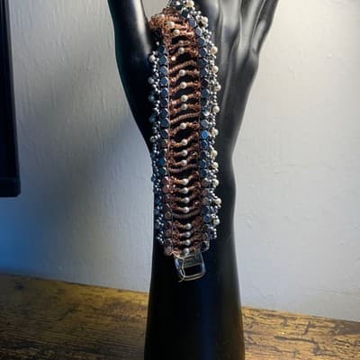 Bohemian Copper Black Woven Beaded Wrap Bracelet - Image 1