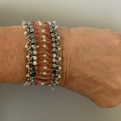 Bohemian Copper Black Woven Beaded Wrap Bracelet - Thumbnail 5