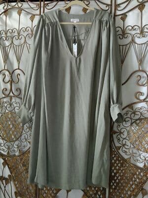 Prologue Womens Green V Neck Midi Dress Balloon Long Sleeve Size XL - Thumbnail 7