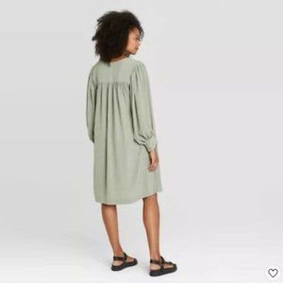 Prologue Womens Green V Neck Midi Dress Balloon Long Sleeve Size XL - Thumbnail 2
