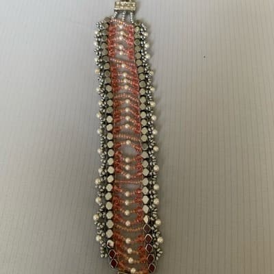 Bohemian Copper Black Woven Beaded Wrap Bracelet - Thumbnail 4