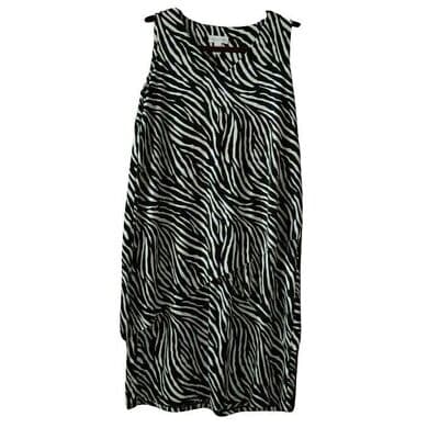 Susan Graver Womens Liquid Knit Sleeveless Tiered Dress Zebra Print Sz XS - Image 1