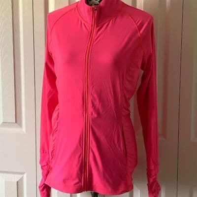 Victoria's Secret Pink Women's Track Jacket M Ruched Stretch Activewear - Image 1