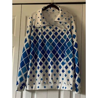 Women Golf Pullover Sweatshirt Blue White Long Sleeve Top Size XXXL - Thumbnail 5